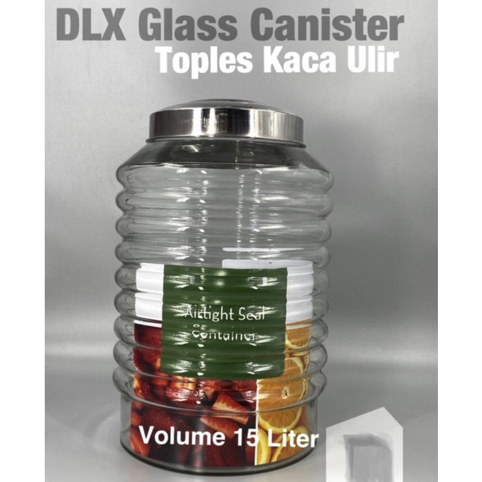 Octanita_Id- Toples Kaca Ulir Kamma 15Liter Dlx Glass / Toples Asinan Cemilan Besar