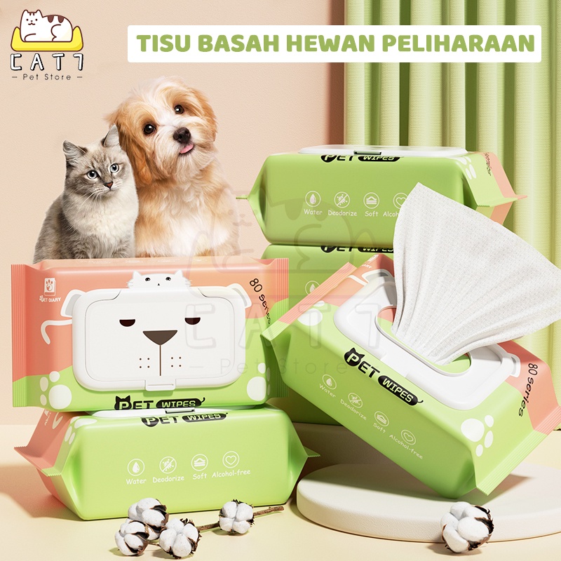 Tisu Basah Kucing Anjing 80 Sheet Pet Wipes Tisu Basah Anabul Tissue Wipe Grooming Hewan Murah