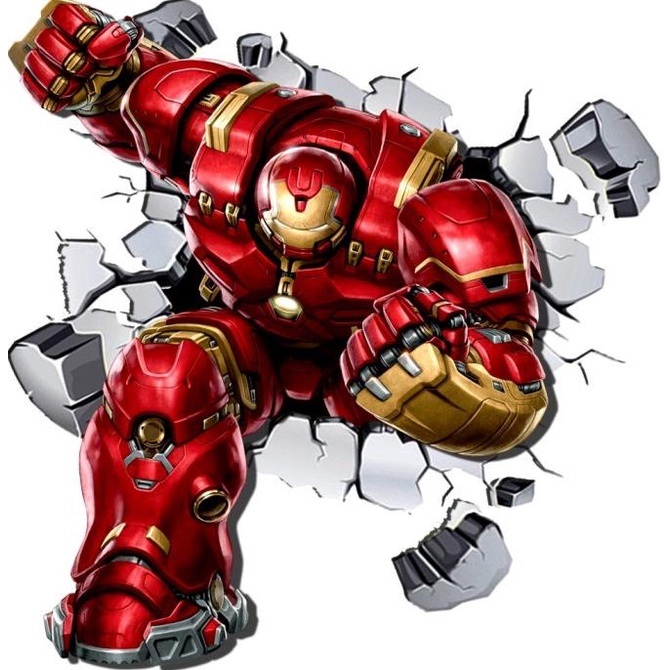 Stiker Dinding Wall Sticker 3D Hulkbuster Superhero Marvel