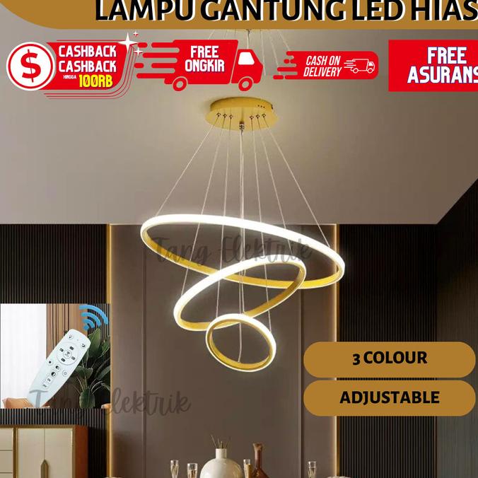 LAMPU GANTUNG CINCIN LED 3 RING LED LINGKAR 60W / LAMPU GANTUNG HIAS