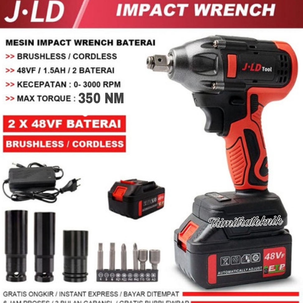MURAH MERIAH ORIGINAL JLD IMPACT  WRENCH 48 VOLT CORDLESS IMPACT JLD 48VOLT MESIN PEMBUKA BAUT JLD 4