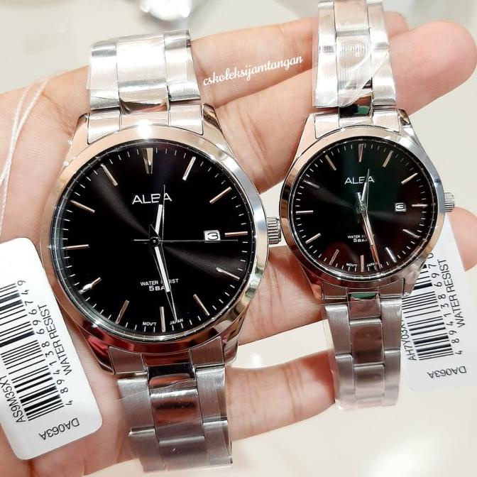 Trend Jam Tangan Couple Alba As9M35X1 & Ah7Y03X1 Silver Black Original Murah Terbaik