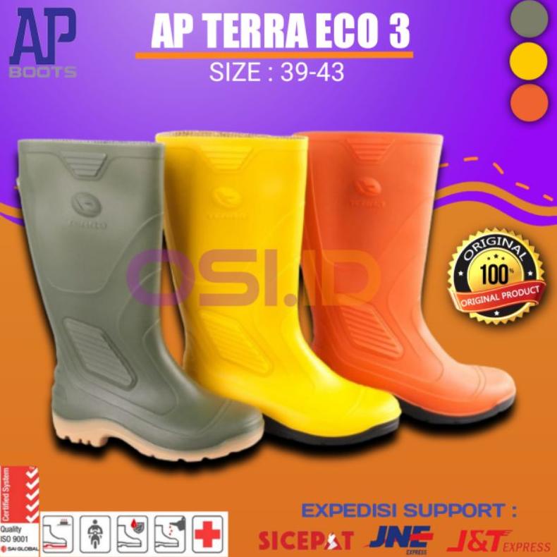 Laris Osi.Id Sepatu Boot Tinggi Ap Boots Ap Terra Eco 3 Hijau Kuning Orange /Sepatu Boots Proyek/Sep