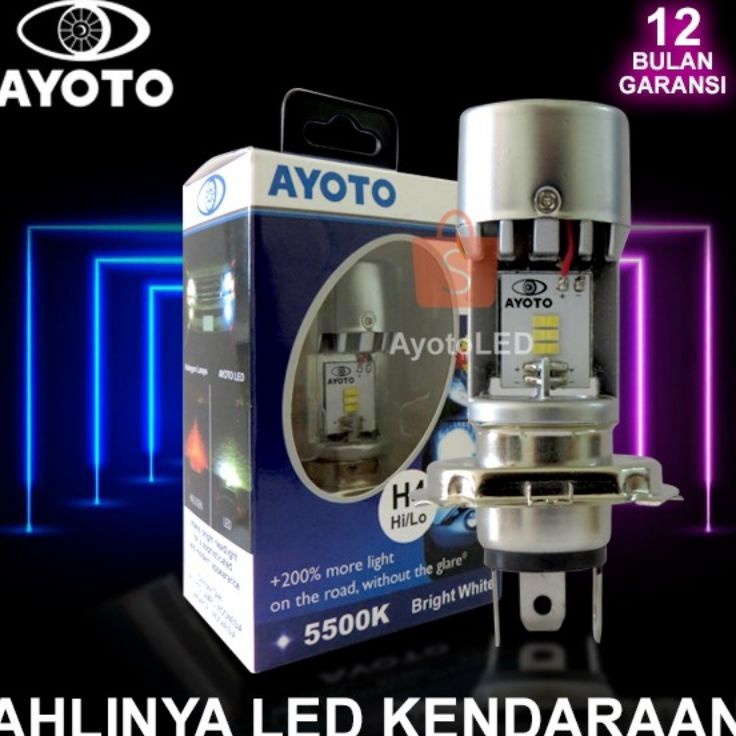 Import ✨Terbaik✨ Lampu depan AYOTO motor vixion H4 led ac dc M4A 30+30 Watt Hi Low warna mobil truck