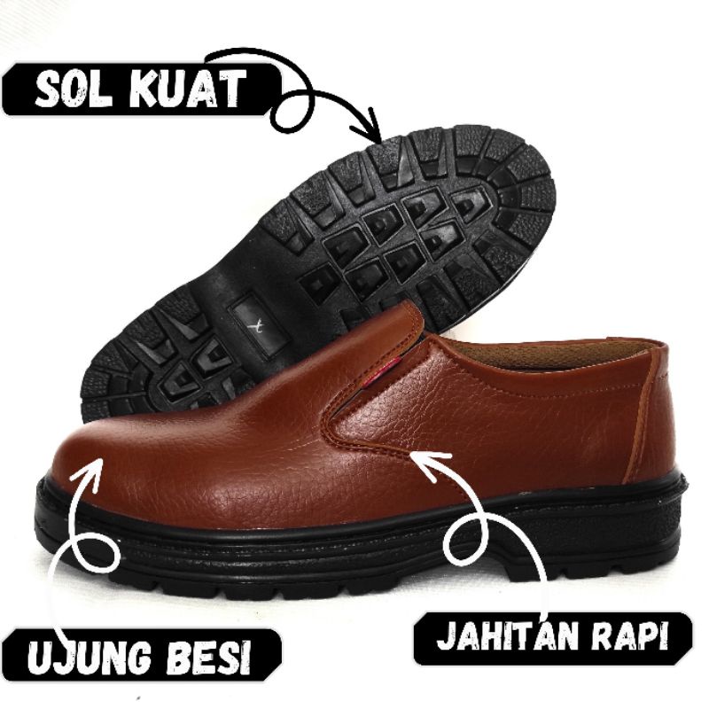 Sepatu Safety Sefty Pria Bahan Kulit Elegan Merk Original Harga Murah