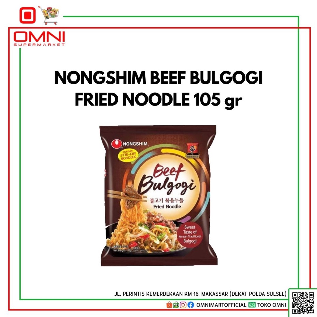 

NONGSHIM BEEF BULGOGI FRIED NOODLE 105 GR MIE INSTANT KOREA