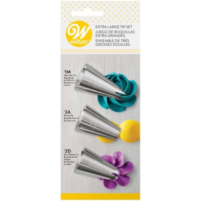 

Wilton Extra Large Decorating Tip Set 3Pcs ( Tip 1M, 2A, 2D )