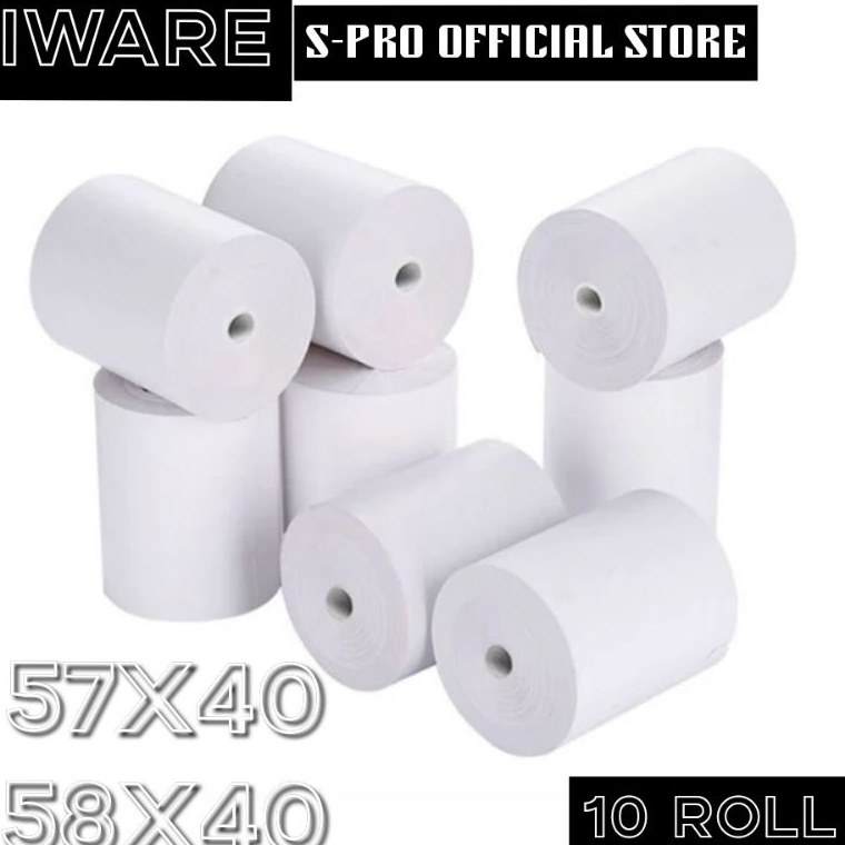 

6j✢Baru☋ 10ROLL IWARE KERTAS THERMAL 57X40 58X40 PRINTER 58MM PREMIUM P95 ←