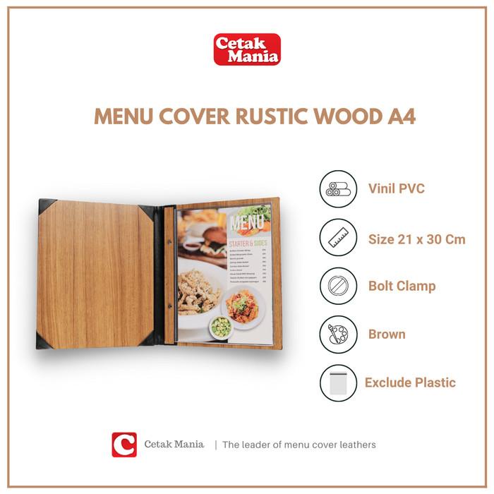 Jilid Ready Stock "Buku Menu Restoran Vinil" - Serat Kayu - Coklat Muda