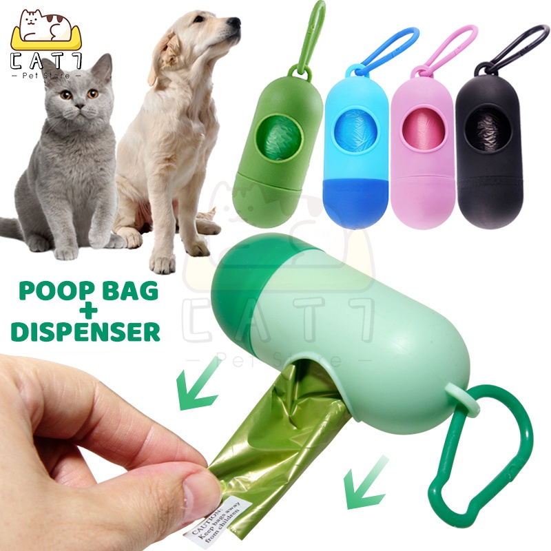 Paket Poop Bag Dispenser Kucing Anjing Gantungan Tempat Kantong Sampah Wadah Gantungan Poop Bag+Dispenser Untuk Hewan Peliharaan