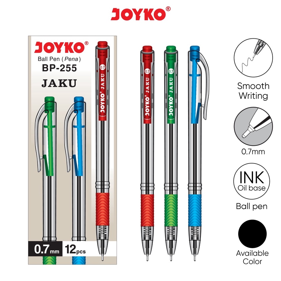 

PGL.9Jn23т" Ball Pen Pulpen Pena Joyko BP-255 Jaku 0.7 mm 1 Box 12 Pcs