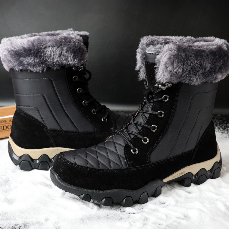 Terlaris.. Import Premium Sepatu Pria Musim Dingin Winter Snow Boots Tinggi Hiking Bulu Cowok Dewasa