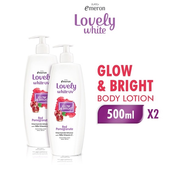[T.I➤F➤) Emeron Skincare Hand & Body Lotion Glow & Bright White 500 ML x 2 pcs siapp.dikirim