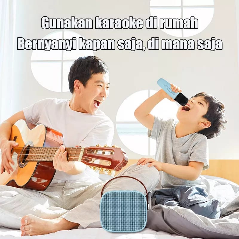 (COD) AURIVA READY STOCK Speaker Bluetooth Karaoke Microphone Wireless Portable Mini Speaker Bluetooth Bass Dapat Terhubung Ke HP/TV