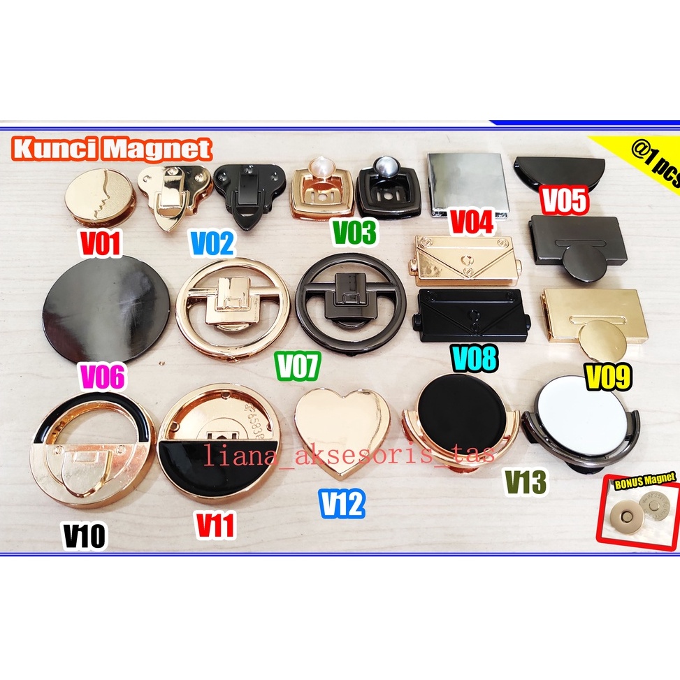 2023 Shopee✶ AKSESORIS TAS CEWEK KUNCI TAS VARIASI KUNCI MAGNET TAS IMPOR (@1 PCS) VARIASI TAS MAGNE