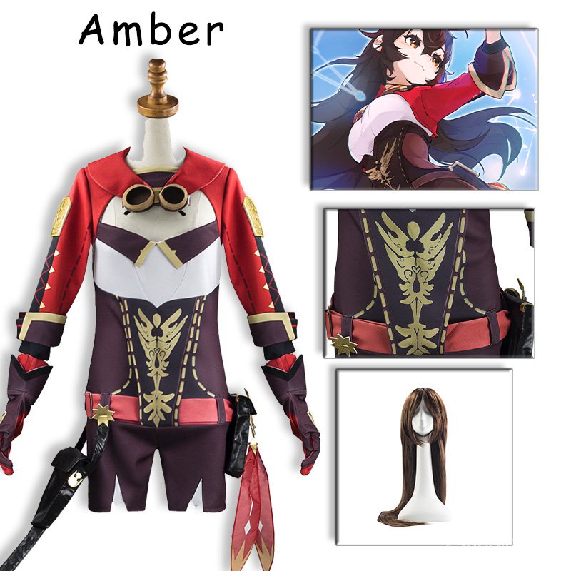 Genshin Impact Amber Cosplay Halloween Costume Anime Clothes Sets GAME Knight Deguisements Sexy Hall