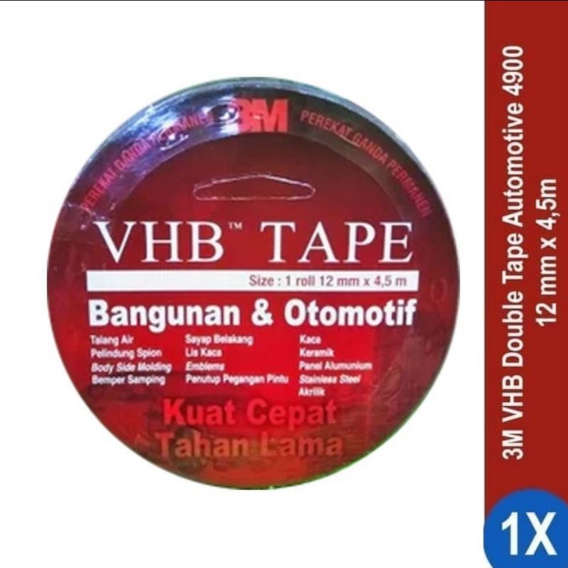

I 3M VHB 12MM 4,5 METER DOUBLE TAPE FOAM ABU KEHITAMAN, OTOMOTIF DAN RUMAH TANGGA. ORI 100%