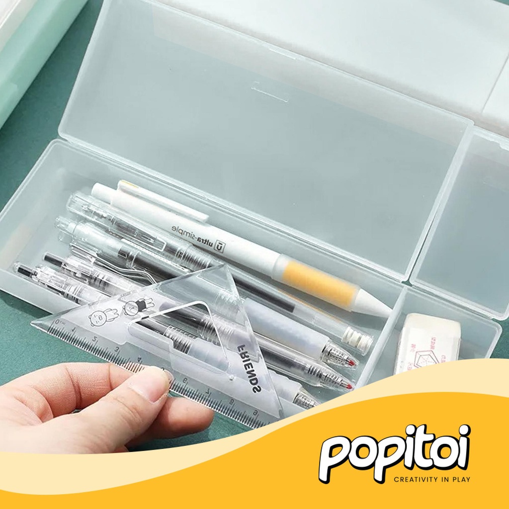 

PP PLASTIC PENCIL CASE KOTAK PENSIL SEKOLAH KULIAH TRANSPARAN