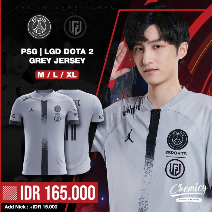 TERMURAH Team PSG LGD Dota 2 Grey Jersey