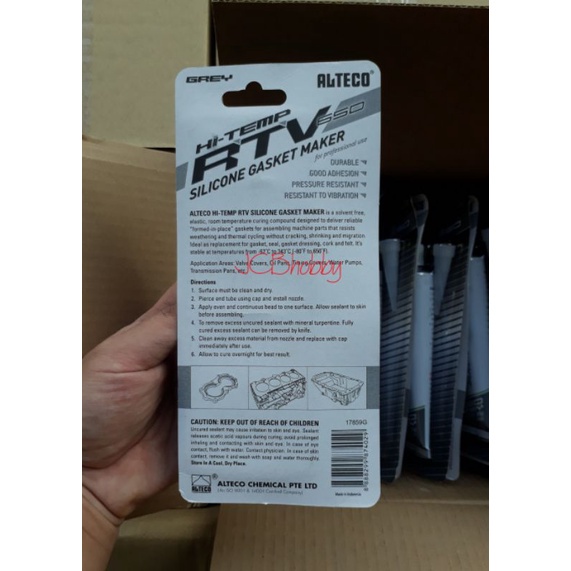 

LEM PAKING GASKET TAHAN PANAS HI TEMP RTV ALTECO SILICONE GREY 85G ASLI ORIGINAL