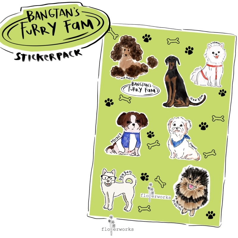 

Bangtan Furry Fam: Stickerpack BTS Flowerworks