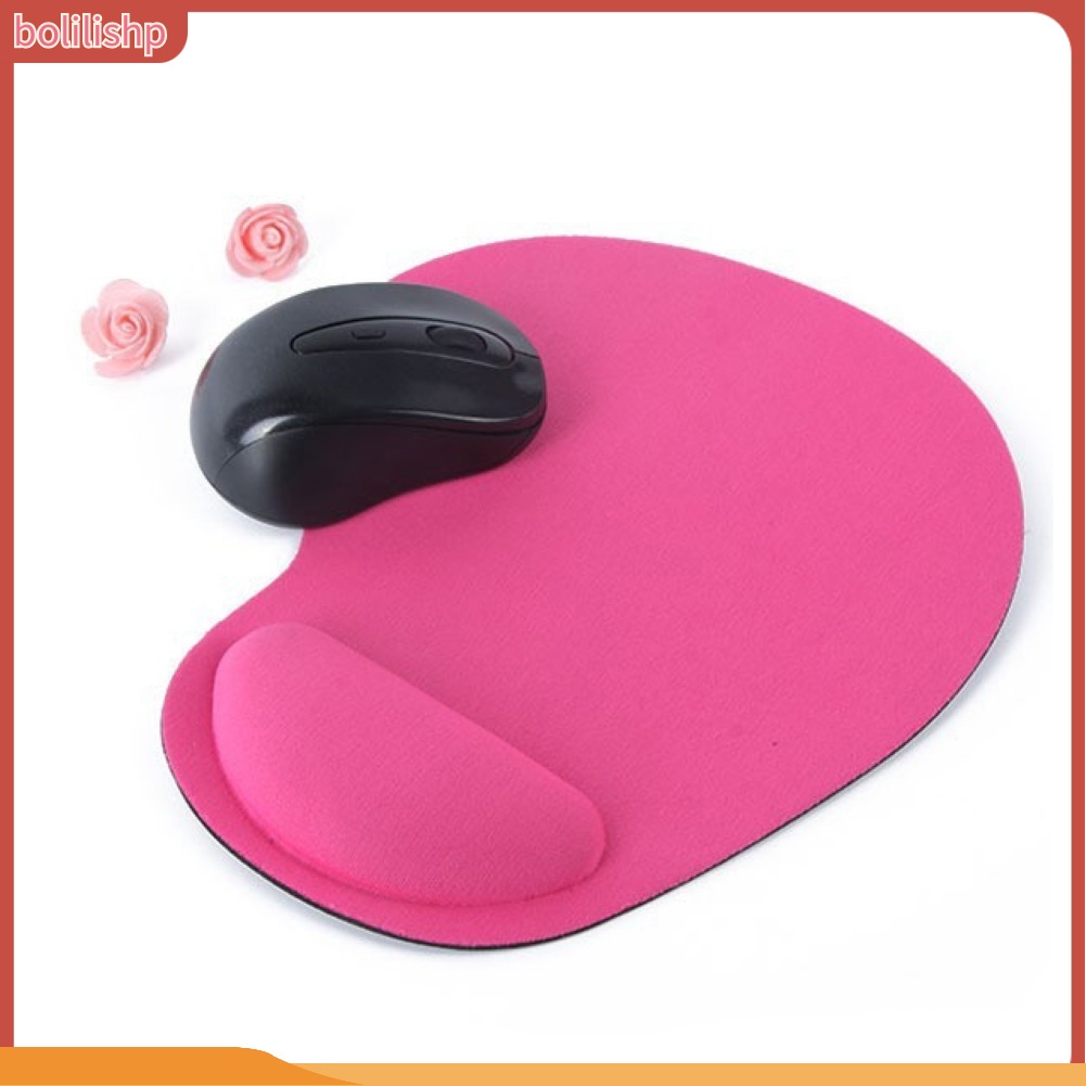 &lt;Bolilishp&gt; Mouse Pad Gaming Anti Slip Warna Polos Dengan Wrist Support Untuk Rumah / Kantor