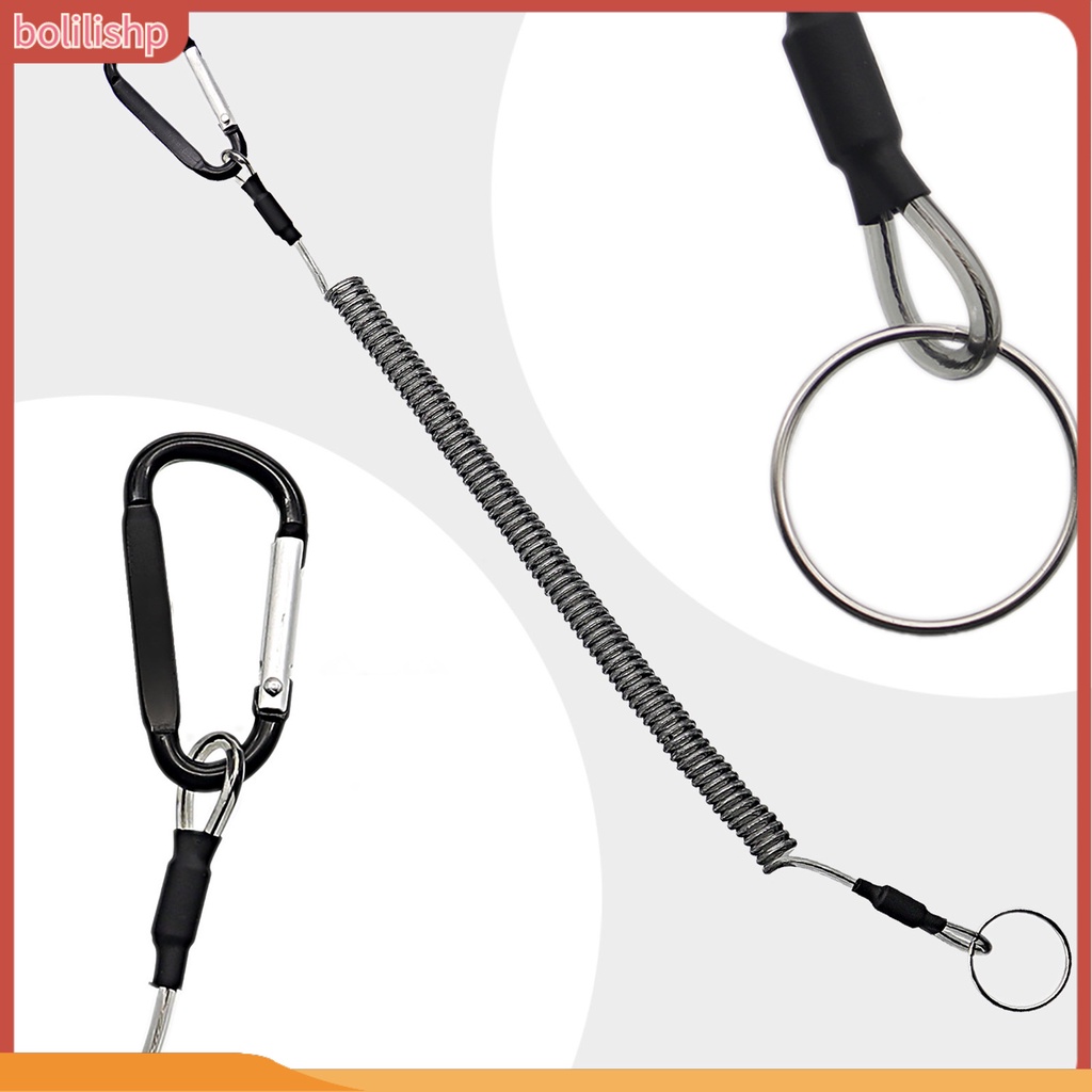 [Bolilishp] anti Hilang Tali Ditarik Dengan Gantungan Kunci Carabiner Tang Memancing Musim Semi Lilit Anti Maling Anti-Hilang Safety Lanyard Aksesoris Luar Ruangan