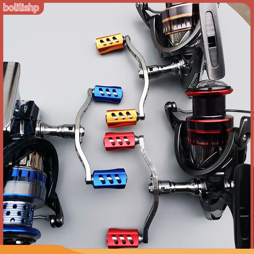 [Bolilishp] 1 Set Reel Pancing Knob Double Handle Kekuatan Tinggi Pegangan Nyaman Non-slip Tahan Benturan Pengganti CNC Metal Outdoor Spinning Fishing Reel Rocker Untuk Nelayan