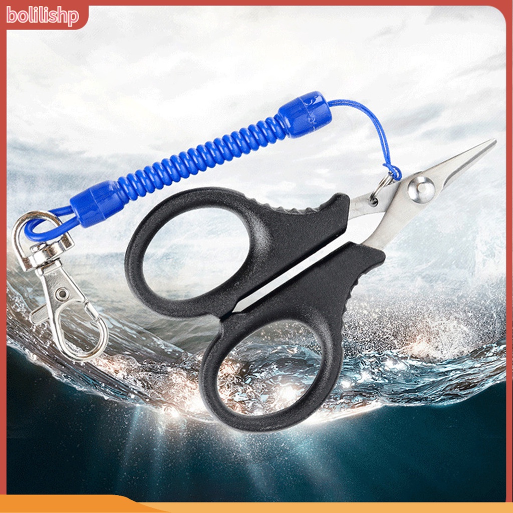 [Bolilishp] fishing Gunting Multifungsi Portable Tahan Karat Ringan Aman Pisau Tajam Dengan Lanyard Tang Pancing Stainless Steel Kekuatan Tinggi Untuk Angling