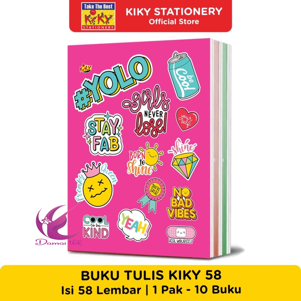 

KIKY Buku Tulis Berwarna 58 Lembar - 10 Buku / Motif Random