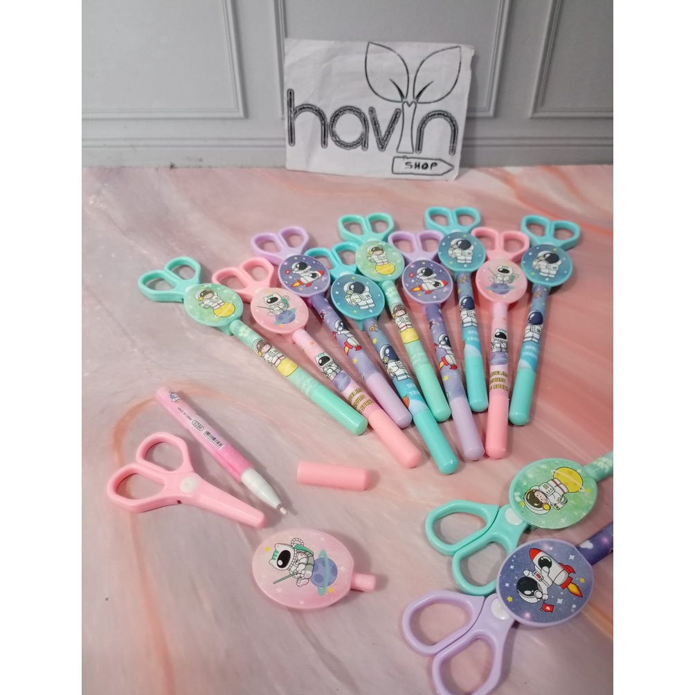 

Baru (12pc) PEN GEL ada GUNTING MINI /PENA JEL GUNTING TDK