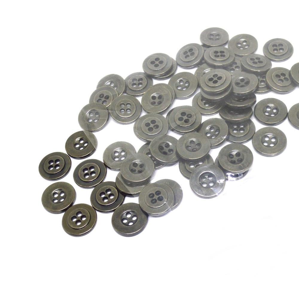 6.6 12 PCS KANCING BESI 4 LUBANG UKURAN 13 MM WARNA BLACK NIKEL