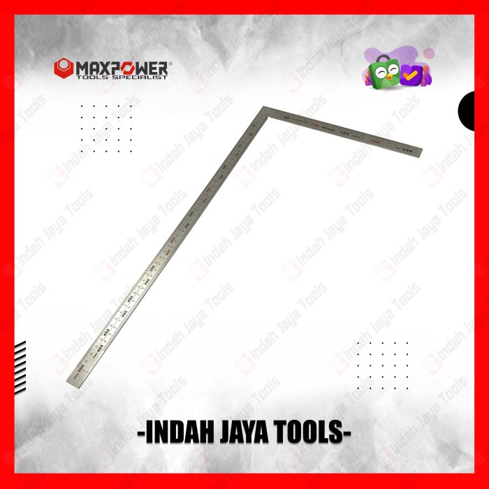 

Terlaris Maxpower 10" Penggaris Siku Stainless Besi 500 X 250 Mm Steel Ruler
