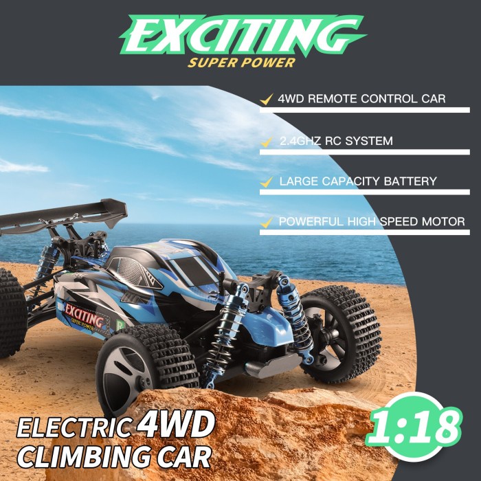Rc Car Wl 184011 Mobil Rc Buggy Brushed 1/18 4Wd 30Km/H Rtr