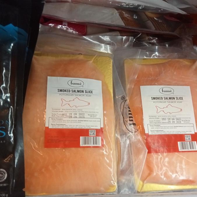 

#@#@#@#@] FUME SMOKED SALMON SLICE 100 gr potangan salmon asap ikan salmon