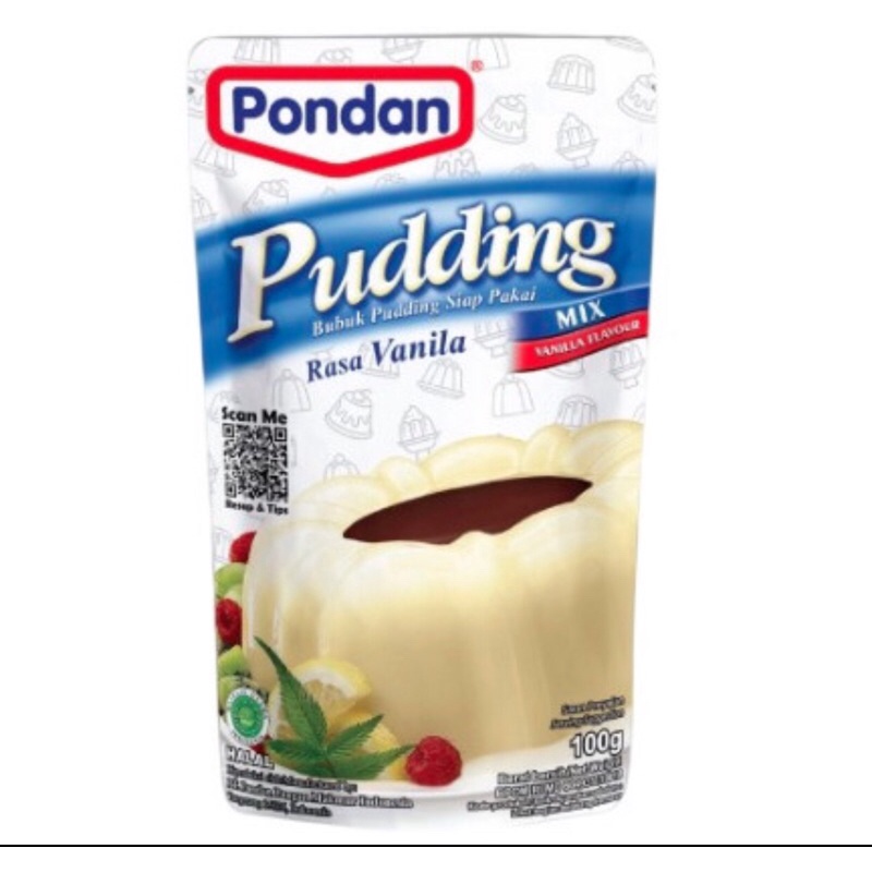 Pondan Pudding Mix Rasa Vanila Pouch 100gr Puding Vanilla