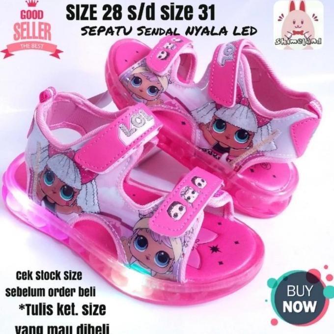 Sepatu Sandal Lol Anak Perempuan Nyala Lampu Led Import