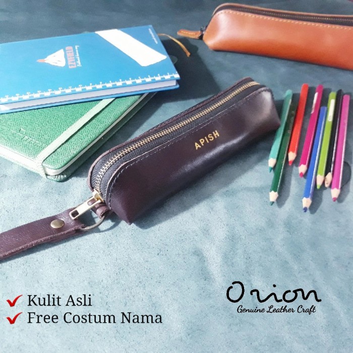 

Aurealiamall Kotak Pencil Pulpen Kulit Asli Leather Pen Case