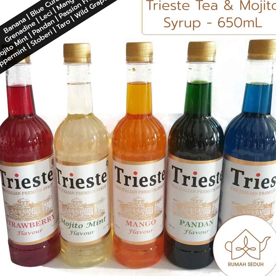 

➮pe Terlaris← Trieste Italian Syrup 650mL - Tea and Mojito Syrup- Banana, Blue Curacao, Lychee, Mango, Mint, dll P63 ✩