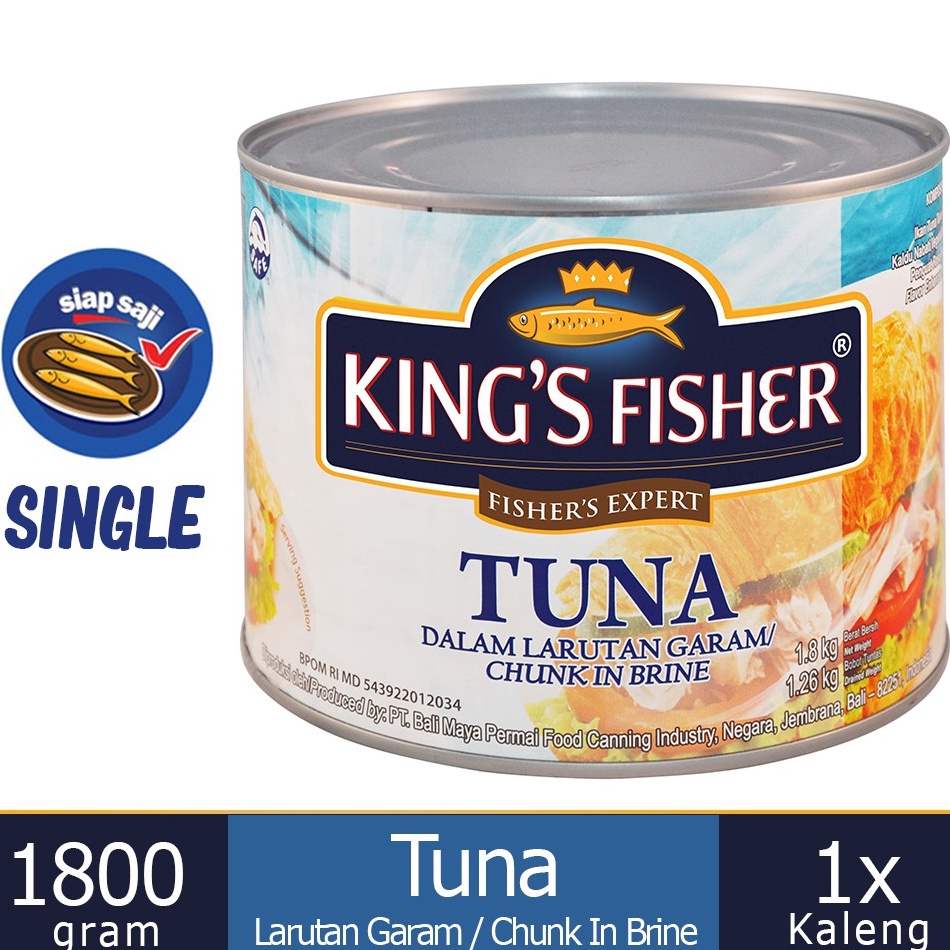 

Ready Stock☋ MyHomey King's Fisher Tuna dalam Air Garam 1800 g Tuna in Brine Daging Tuna Makanan Kaleng 079 ↕
