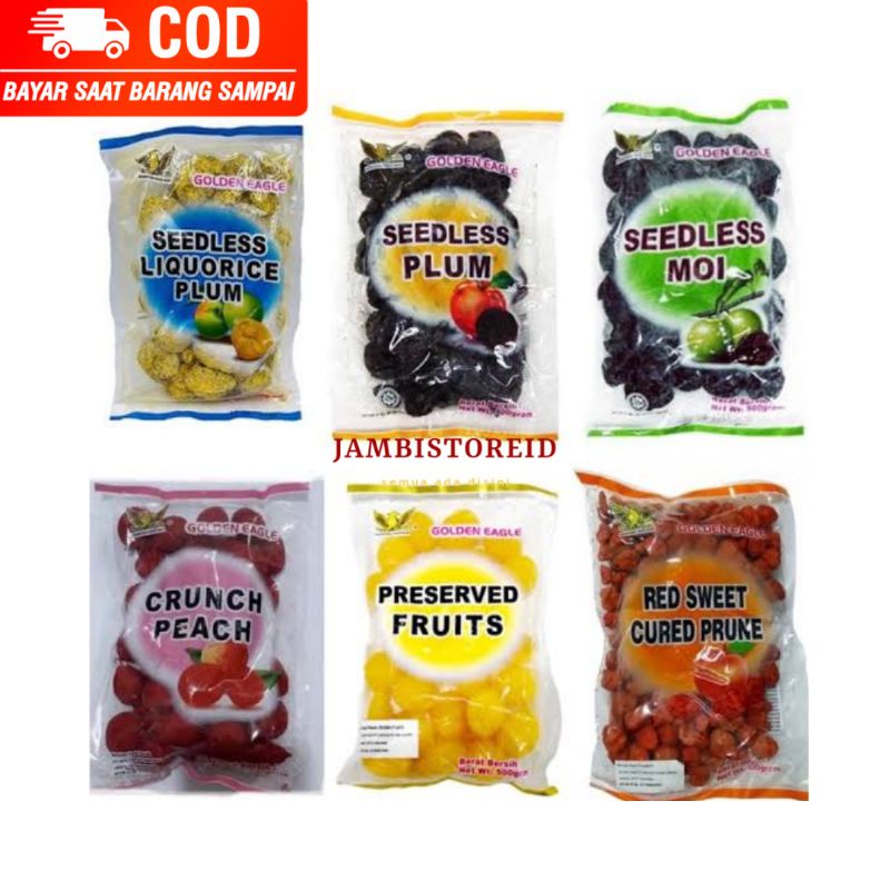 

(JAMBISTOREID) JAMBI LANGSUNG KIRIM Golden Eagle Dried Fruits All Varian Seedless Moi White Prune Fresh Plum Chunk Permen Manisan Buah Kering Jambi