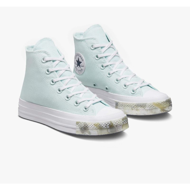 Sepatu Sneakers Wanita CONVERSE Chuck 70 High Marbled Aqua Mist Original A03527C