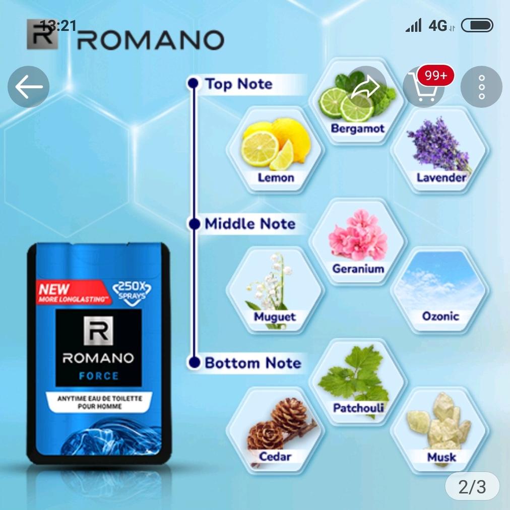 ROMANO EAU DE COLOGNE EDC PARFUM COWOK KEMASAN POCKET SAKU CLASSIC FORCE ATTITUDE GRANDIOSE 18 ML