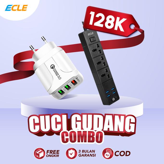 ECLE COMBO HEMAT Power Socket USB Terminal Listrik + Adaptor Charger