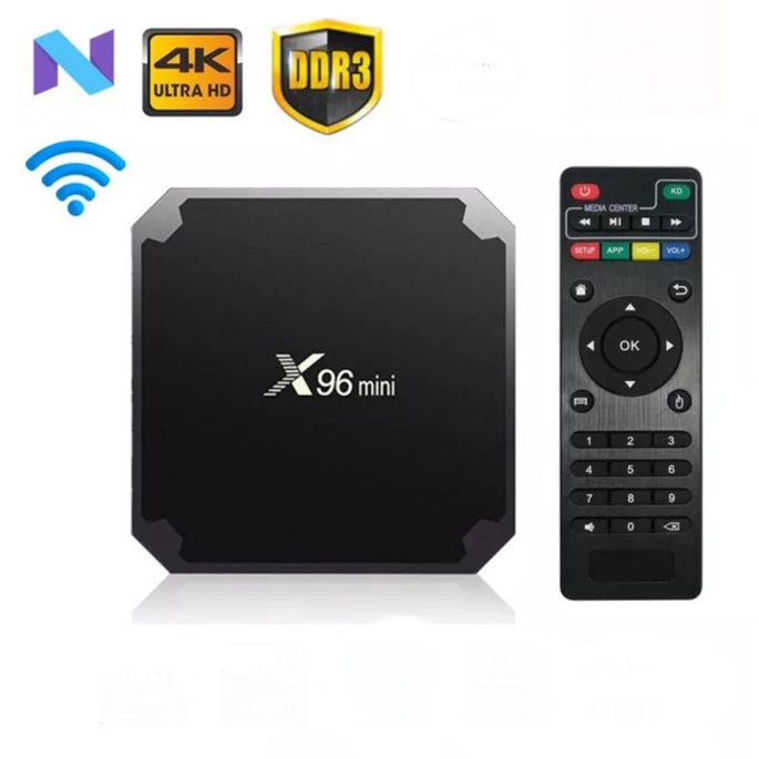 Smart TV Box Android 7.1 4K DDR3 1GB 8GB - X96 Black