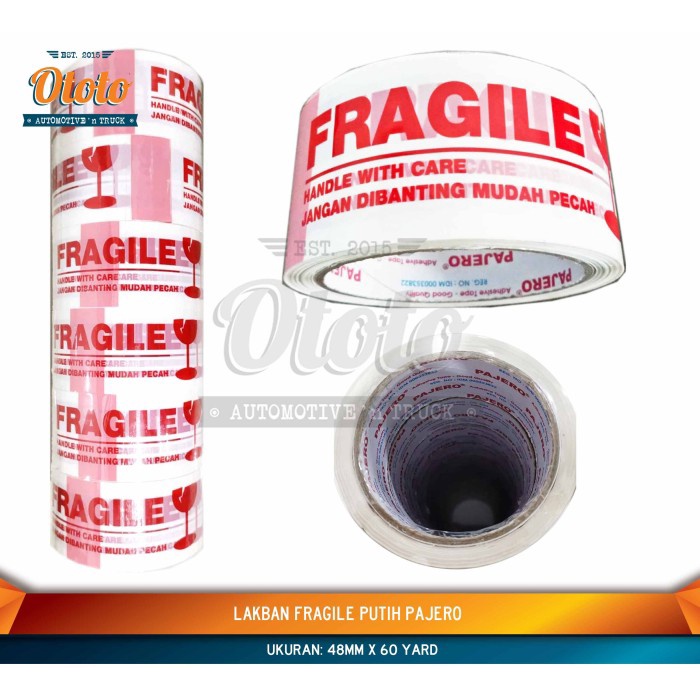 

Lakban Fragile Jangan Dibanting Putih Tebal 2" (48Mm 60Y) Promo