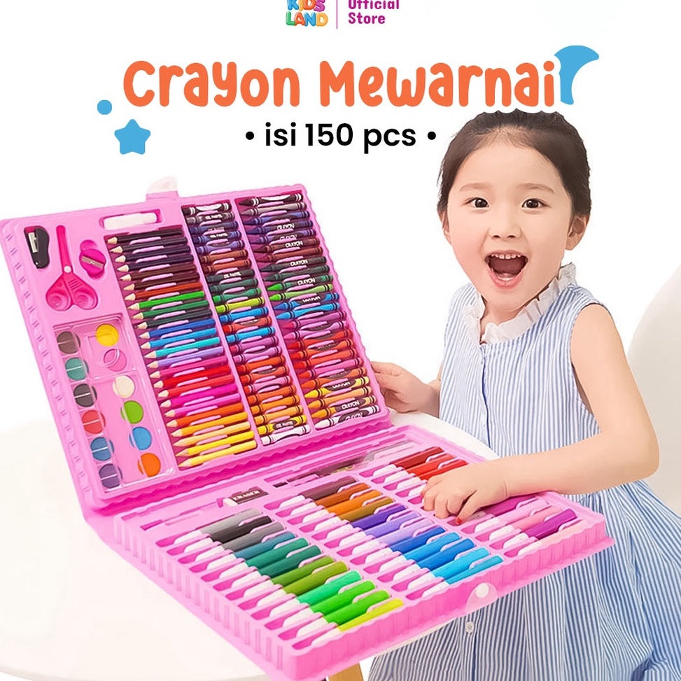 

CAL Krayon Anak Set Koper 150 in 1 Crayon Full Alat Melukis Mewarnai Set KIDS LAND ➨Grosir