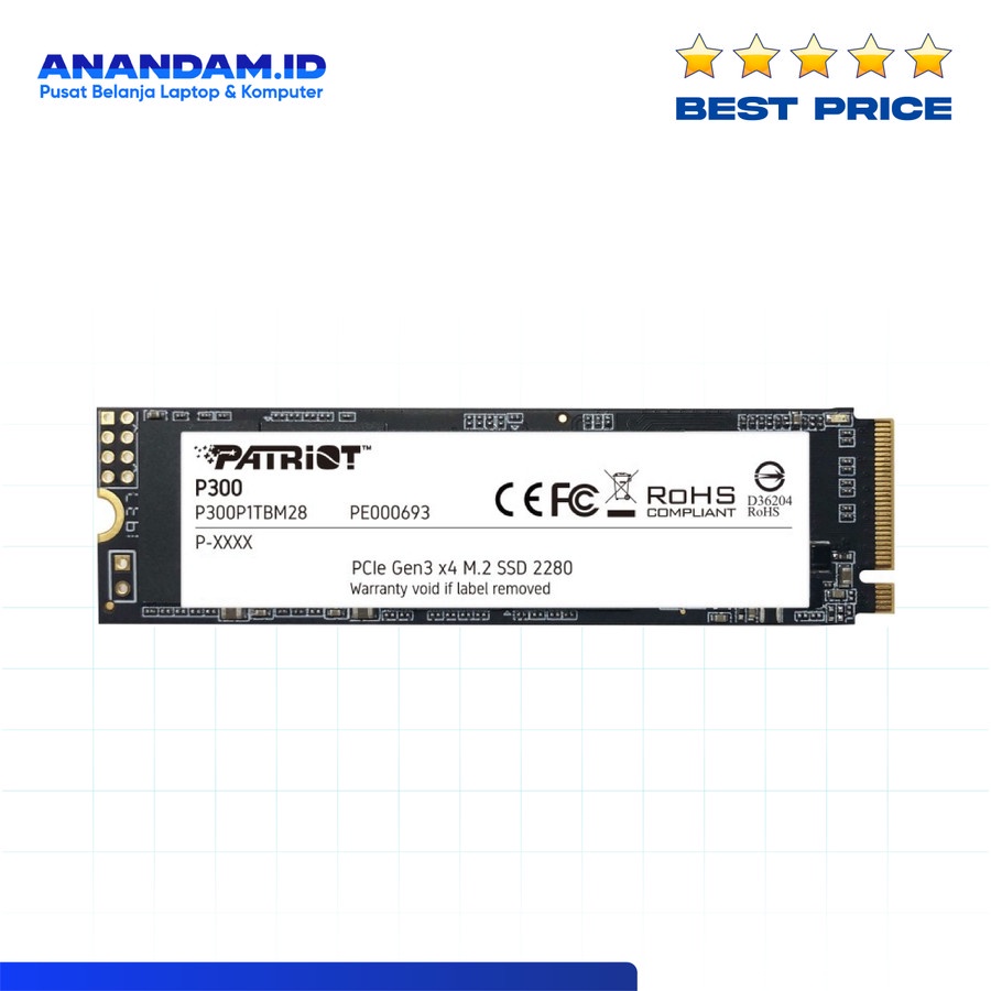SSD PATRIOT P300 2280 M.2 NVMe PCIe Gen 3x4 1TB