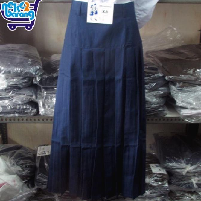 Rok Panjang Rempel Bawah Pinggang Biru - Seragam SMP - Rok Baping SMP