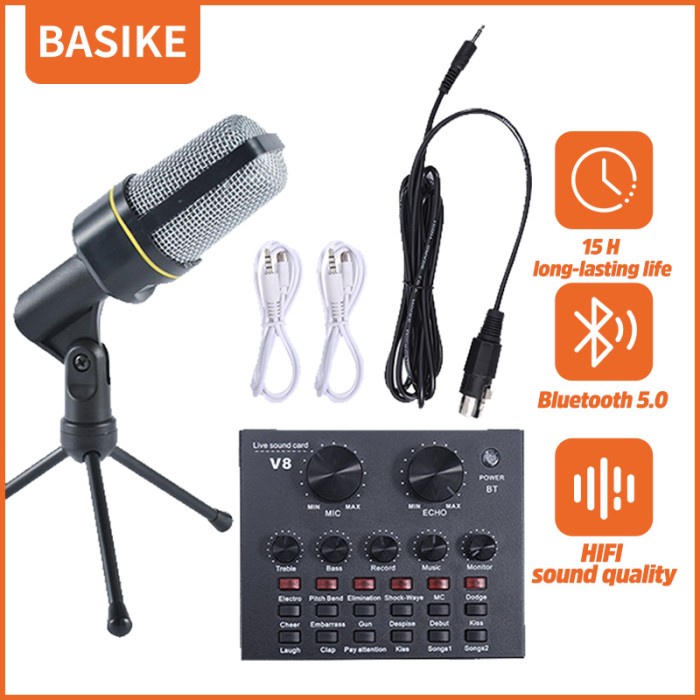 Best Seller Soundcard V8 Mixer Bluetooth Sound Card Audio Mikrofon Stand Set